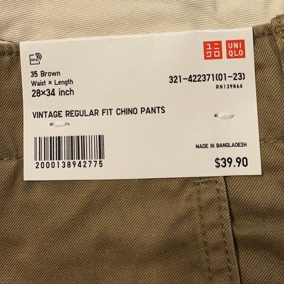 Uniqlo MEN SKINNY FIT 2-WAY STRETCH CHINO PANTS Brown W 28 X L 34" - Picture 3 of 11